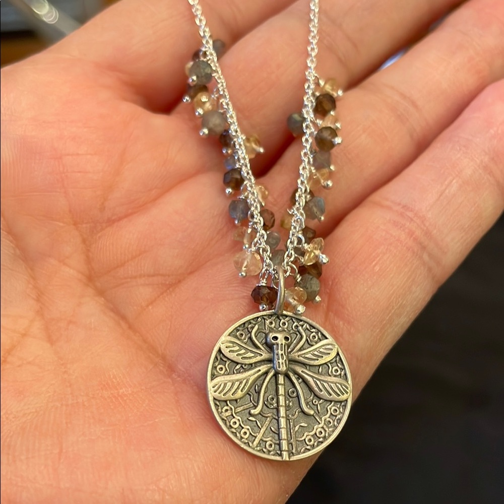 Silver Dragonfly Pendant Necklace
